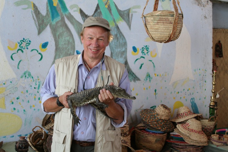 Nothing but the tooth: Richard Bangs stuck between a croc and a hard place on the Nile.